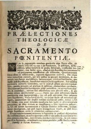 Praelectiones Theologicae, De Sacramentis Poenitentiae, Et Extremae Unctionis