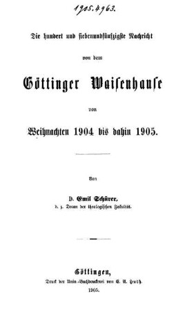 157: Nachricht von dem Göttinger Waisenhause