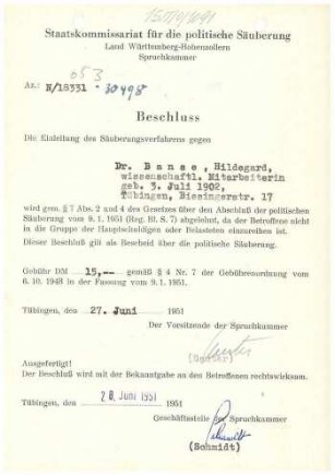 Banse, Hildegard, Dr.
