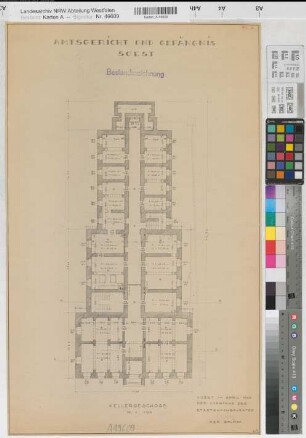 Soest, Königliches Amtsgericht und Gefängnis, Kellergeschoss, Grundriss, Baubestandszeichnung