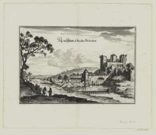 Ansicht der Burg in Bourbon-l'Archambault, Kupferstich, um 1750? : Prosp. des Schlosses de Bourbon l'Archambaut. - [S.l., s.a.]. - 1 Kunstbl. : Kupferst., 29 x 19 cm