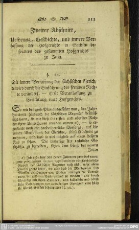 Zweiter Abschnitt, Ursprung, Geschichte, und innere Verfassung der Hofgerichte in Sachsen besonders des gesammten Hofgerichts zu Jena