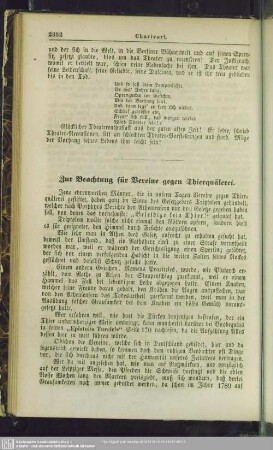 Zur Beachtung für Vereine gegen Thierquälerei