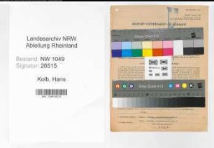 Entnazifizierung Hans Kolb , geb. 03.05.1907 (Kaufmaennischer Angestellter)