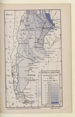 República Argentina. Distribución de la lluvia segun G. Davis