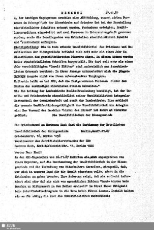 Briefentwurf an Herrmann Kant