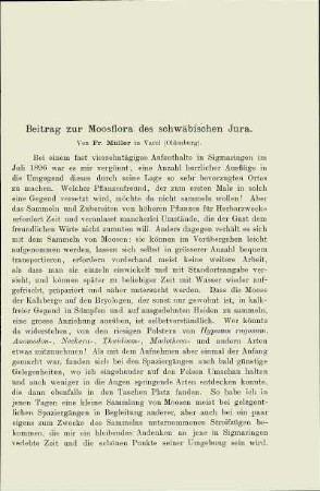 Beitrag zur Moosflora