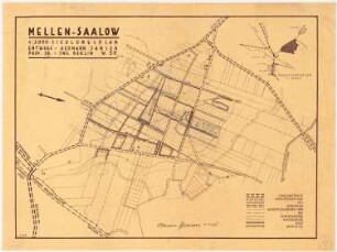 Teilbebauungsplan (Siedlungsplan), Mellen-Saalow: Flächennutzungsplan 1:3000, Übersichtsplan 1:25000, Maßstabsleiste
