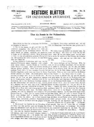 Über die Poesie in der Volksschule : (Schluss)
