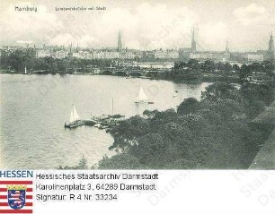 Hamburg, Lombardsbrücke mit Stadtpanorama
