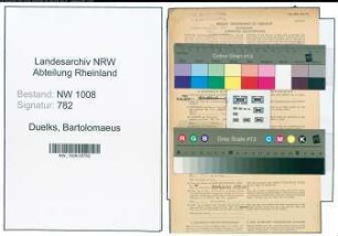 Entnazifizierung Bartolomaeus Duelks , geb. 11.01.1887 (Arbeiter)