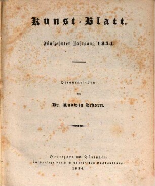 Morgenblatt für gebildete Stände. Kunst-Blatt. 1834