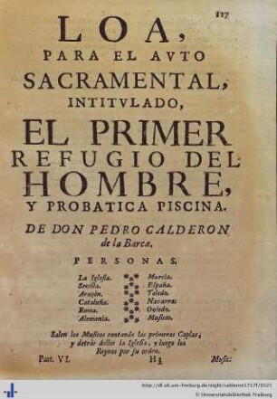 Loa para el Auto Sacramental El Primer Refugio del Hombre.