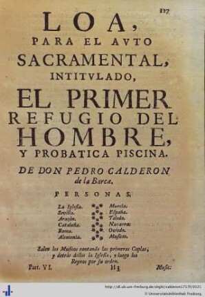 Loa para el Auto Sacramental El Primer Refugio del Hombre.