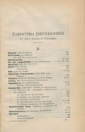 Alphabetisches Inhaltsverzeichniß.