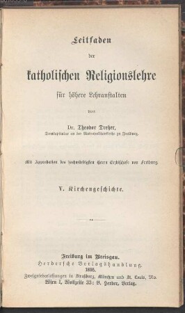 Leitfaden der katholischen Religionslehre für höhere Lehranstalten, 5. Kirchengeschichte