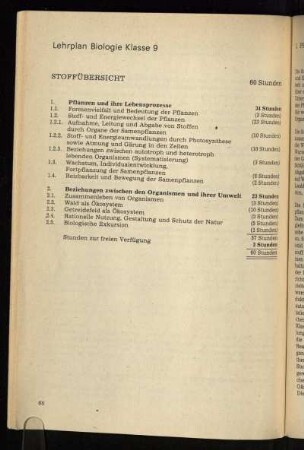 Lehrplan Biologie Klasse 9