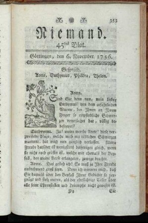 45tes Blat. Göttingen, den 6. November 1756.
