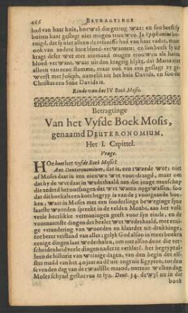 Betragtinge Van het Vyfde Boek Mosis, genaamd Deuteronomium