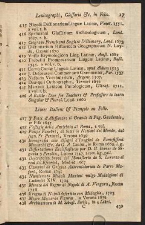 Livres Italiens & Francois en Folio.