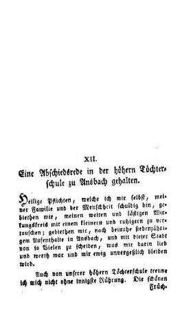 Eine Abschiedsrede in der höhern Töchterschule zu Ansbach gehalten