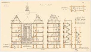 Amtsgericht, Elberfeld: Querschnitte 1:100