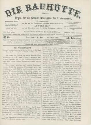 No. 45. Frankfurt a. M., den 11. November 1911. 54. Jahrgang.