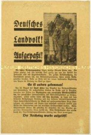 Aufruf der Deutschnationalen Volkspartei zur Reichstagswahl am 6. November 1932