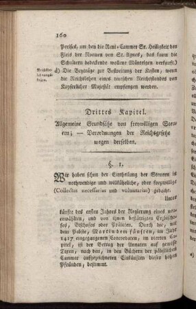 Drittes Kapitel. Allgemeine Grundsätze von freywilligen Steuern; - Verordnungen der Reichsgesetze wegen derselben.