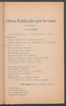 Obras publicadas por la casa