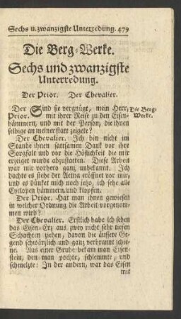 Die Berg-Werke. Sechs und zwanzigste Unterredung