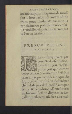 Prescriptions en Fiefs.