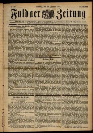 Ausgabe vom Dienstag, den 26. Januar 1892.