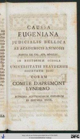 Caussa Eugeniana Judicialis Bellica.