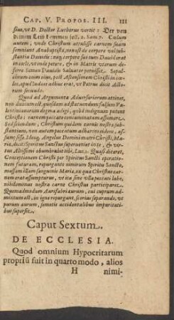 Caput Sextum. De Ecclesia.