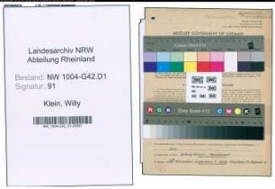 Entnazifizierung Willy Klein , geb. 03.04.1904 (Techn.Angestellter)