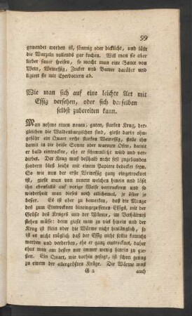 Wie man sich auf eine leichte Art mit Essig versehen, oder sich denselben selbst zubereiten kann.