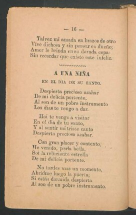 A una niña en el día de su santo.