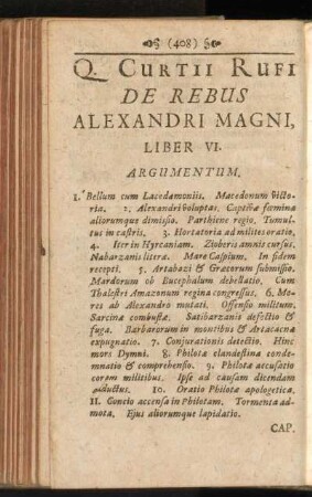 Q. Curtii Rufi De Rebus Alexandri Magni, Liber VI.