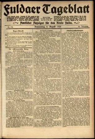 Ausgabe vom Donnerstag, den 05. August 1920.