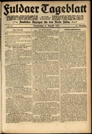 Ausgabe vom Donnerstag, den 05. August 1920.