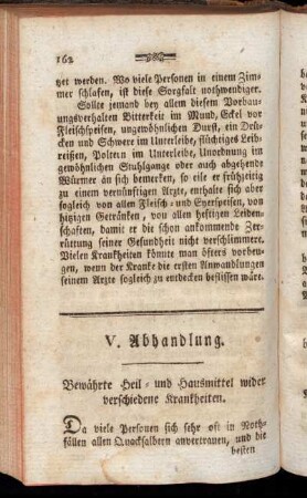 V. Abhandlung. Bewährte Heil- und Hausmittel wider verschiedene Krankheiten.