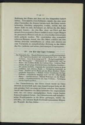 IV. Am Rio und Lago Cochrane.