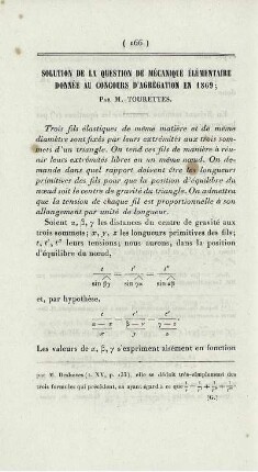 Solution de la question de mécanique élémentaire donnée au concours d'agrégation en 1869.