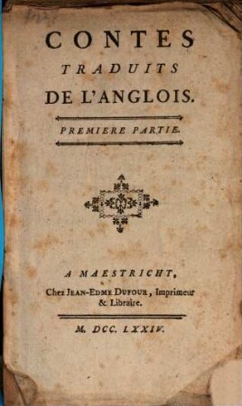 Contes Traduits De L'Anglois. 1