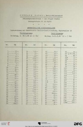 Unverbindliche Schätzungsliste
