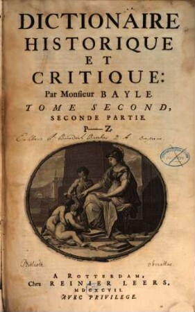Dictionaire Historique Et Critique. 2,2, P - Z