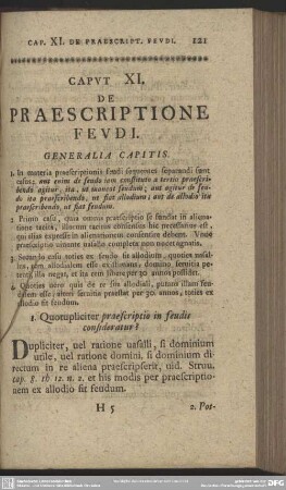 Caput XI. De Praescriptione Feudi