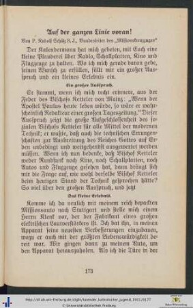Auf der ganzen Linie voran!