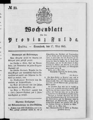 Nr. 20, Ausgabe vom 17. Mai 1845